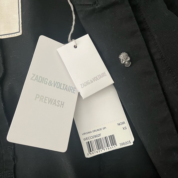 Zadig & Voltaire Virginia grunge jacket.  XS in BLACK. In EXCELLENT CONDITION! - Picture 10 of 14